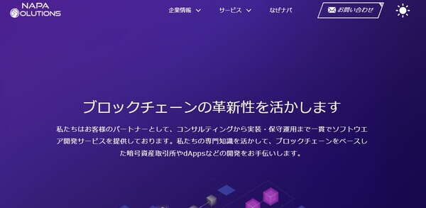 ナパソリューションズ公式サイトTOP画面のキャプチャ